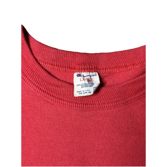 Vintage 1980s Champion Logo T Shirt Made In USA Single Stitch Red - Picture 2 of 4